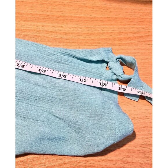 Soft Surroundings Dress M Crepe Blue Coastal Tropical Resort Boho Flowy Popover - Picture 5 of 12